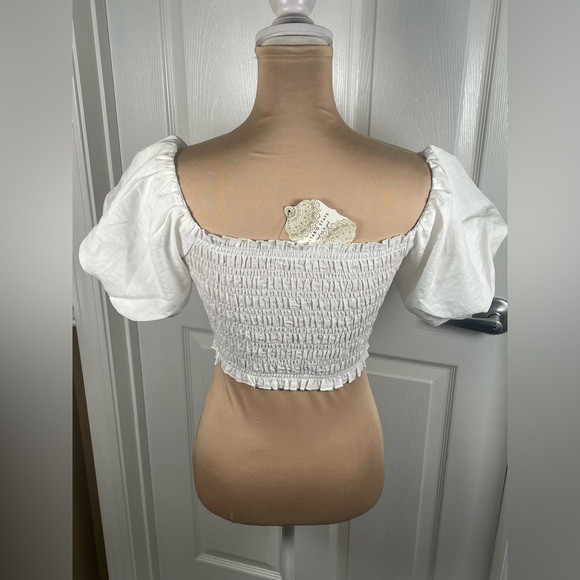 Altar'd State White Smocked Crop Top Small - Picture 5 of 6